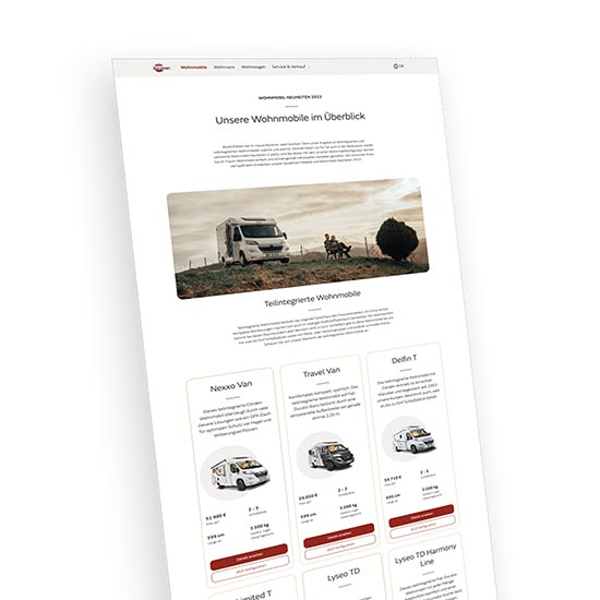 Content-Produktion und Landingpage-Konzeption Bürstner (Webseite)